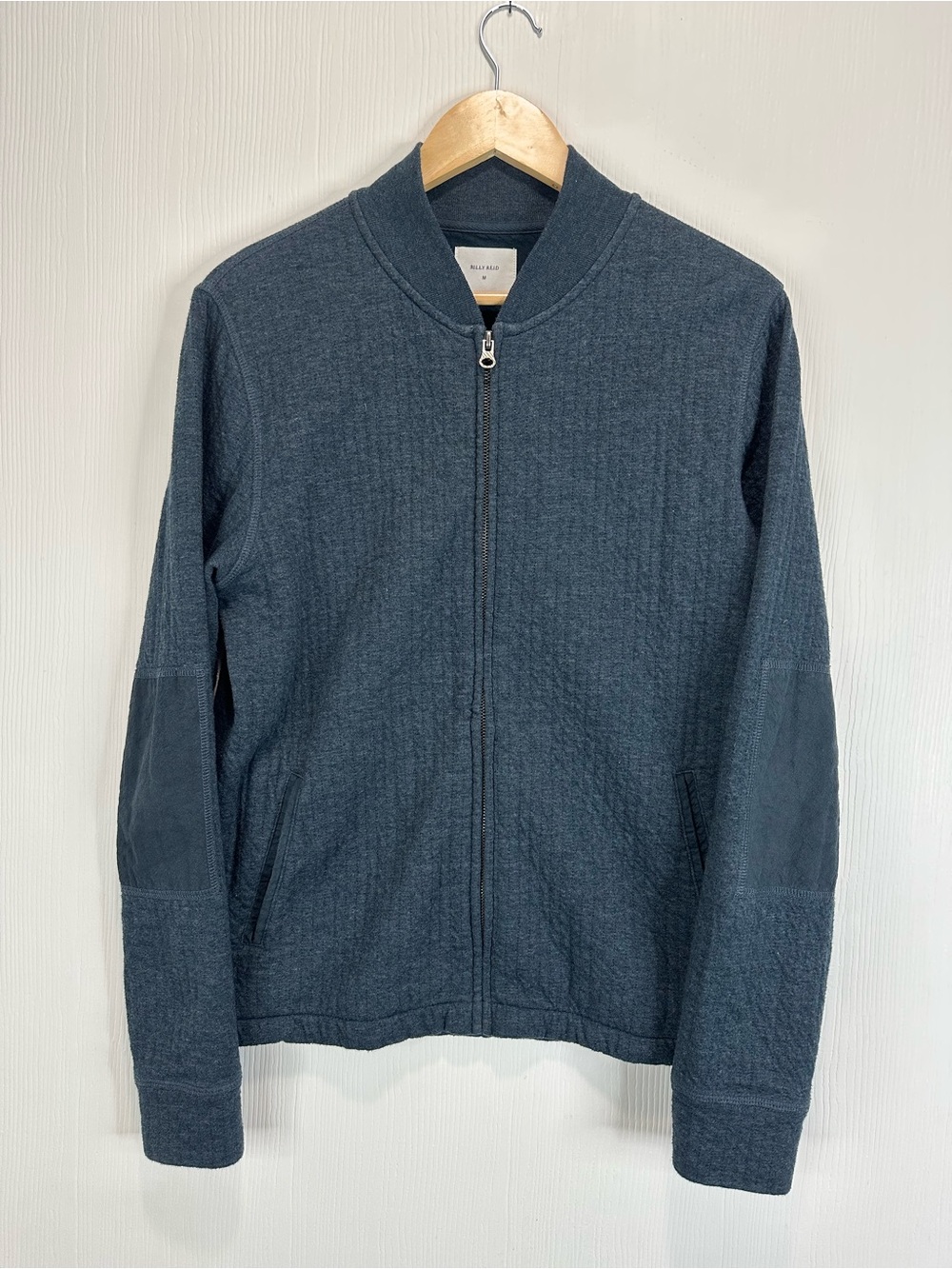 Billy Reid Dark Gray Quilted Zip Bomber Jacket